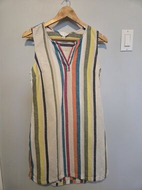 Time and Tru Multicolor Vertical Stripe Cotton Sleeveless Dress
